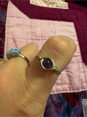 Silver homemade Amethyst Wire Ring